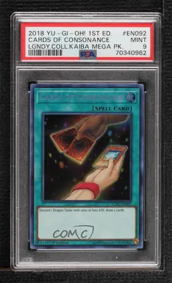 Cards of Consonance SE 1st Ed. YuGiOh Legendary Collection Kaiba PSA 9 MINT - Image 1