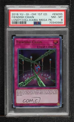Fiendish Chain Ultra Rare 1st Ed. YuGiOh Legendary Collection Kaiba PSA 8 - Image 1