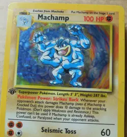 Machamp 8/102 Rare Holo 1st Edition Base Set Pokemon Creases see Pics Card HP - Image 2