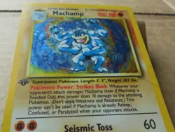 Machamp 8/102 Rare Holo 1st Edition Base Set Pokemon Creases see Pics Card HP - Image 5