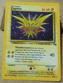 Zapdos 15/62 Rare Holo Fossil Set Pokemon Card Creases & Scratches See Pics HP - Image 1