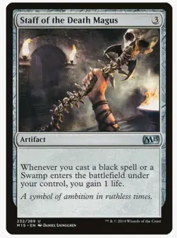 Staff of the Death Magus #232 M15 Artifact Magic Card In Protective Sleeve - Image 1