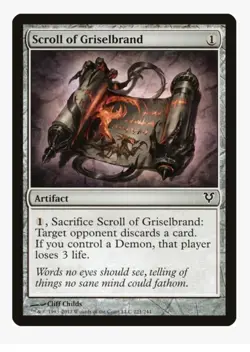 Scroll of Griselbrand #221 Avacyn Restored Magic Card in Protective Sleeve - Image 1