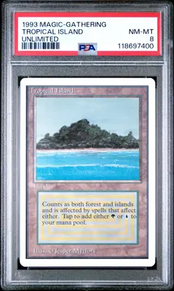 TROPICAL ISLAND Unlimited Rare Reserved List PSA 8 MTG [Nostalgium] - Image 1