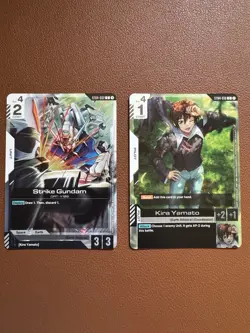 Gundam Card Game ST04-002 Strike Gundam Kira Yamato Release Promo Cards Bandai - Image 1