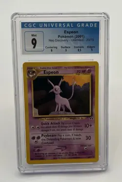 Pokemon Espeon Neo Discovery Holo CGC Graded Mint 9 Trading Card - Image 1
