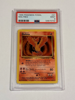 1999 Pokemon TCG Fossil (FO) - Moltres Rare Non-Holo #27/62 PSA 9 MINT ENG - Image 1