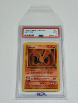 1999 Pokemon TCG Fossil (FO) - Moltres Rare Non-Holo #27/62 PSA 9 MINT ENG - Image 3