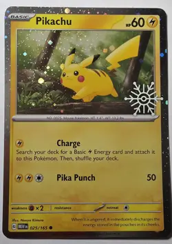 Pokemon TCG Pikachu 25/165 Snowflake Stamp Promo 2025 Holiday Advent Calendar NM - Image 1