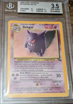 Gengar Pokemon 1999 Fossil Unlimited #5 Holo R 5/62 Breckett - Image 1