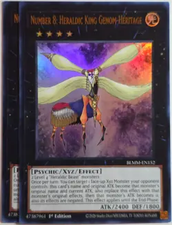 Yugioh x2 Number 8: Heraldic King Genom-Heritage BLMM-EN152 Ultra Rare 1st Ed - Image 1