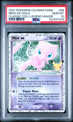 PSA 10 Mew ex #88 Celebrations Classic Collection Pokemon Card 2021 GEM MINT - Image 1
