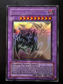 Elemental Hero Chaos Neos GLAS-EN036 Ghost Rare 1st Ed EURO Light Play+ Yugioh - Image 1
