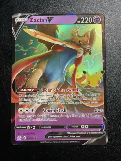 Zacian V 016/025 Celebrations Holo Ultra Rare NM Pokemon Card 2021 - Image 1