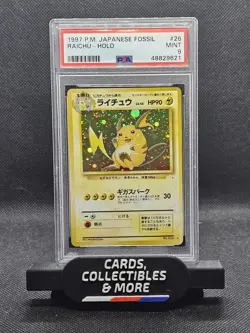 PSA 9 Raichu Holo #26 Fossil Japanese Pokemon Card 1997 WOTC MINT - Image 1