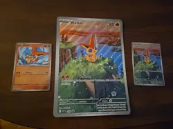 Pokemon Victini Promo Illustration Rare SVP 208 & 012/086 Trading Card Set - Image 1