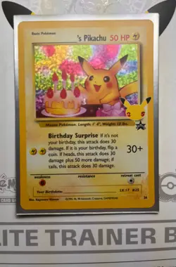 HOLO Birthday Pikachu 24 NM / M Pokemon Celebrations Secret Rare Classic Card - Image 1