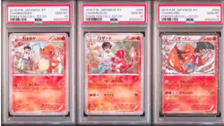 PSA 10 Sequential Set Pokemon Japanese Charmander Charmeleon Charizard Pokekyun - Image 1