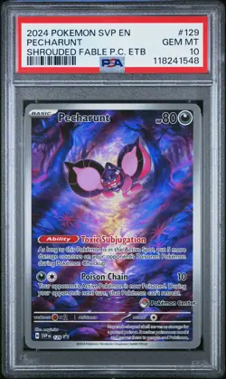 2024 POKEMON SHROUDED FABLE POKEMON CENTER ETB PROMO SVP #129 PECHARUNT PSA 10 - Image 1