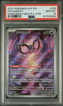 2024 POKEMON SHROUDED FABLE POKEMON CENTER ETB PROMO SVP #129 PECHARUNT PSA 10 - Image 1