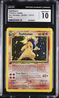 Pokemon 2000 Neo genesis Typhlosion 17/111 1st Edition CGC 10 Gem Mint - Image 1