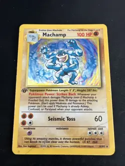 1999 Base Set Vintage Pokemon 2 Card Lot: Holo 1st Edition Machamp 8/102 x2 - Image 2