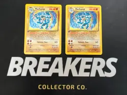 1999 Base Set Vintage Pokemon 2 Card Lot: Holo 1st Edition Machamp 8/102 x2 - Image 1
