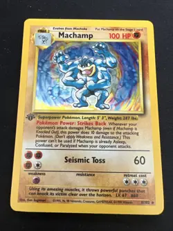 1999 Base Set Vintage Pokemon 2 Card Lot: Holo 1st Edition Machamp 8/102 x2 - Image 2