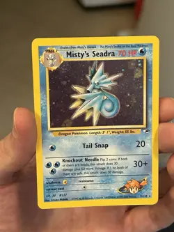 Pokemon TCG Misty's Seadra Holo Rare Card 9/132 Gym Heroes Vintage Swirl 💫 LP - Image 1