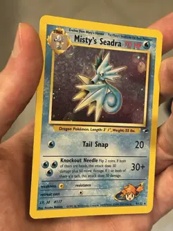 Pokemon TCG Misty's Seadra Holo Rare Card 9/132 Gym Heroes Vintage Swirl 💫 LP - Image 3
