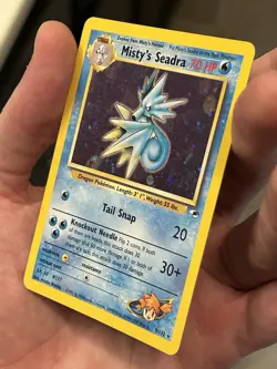 Pokemon TCG Misty's Seadra Holo Rare Card 9/132 Gym Heroes Vintage Swirl 💫 LP - Image 4