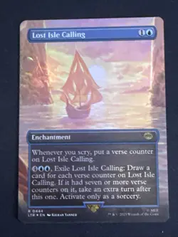 1x Borderless Foil Lost Isle Calling (444) LOTR Lord of the Rings LP MTG Magic - Image 1