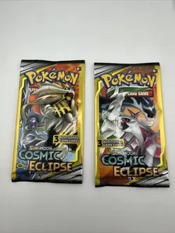 2x 2019 Pokemon 3 Card Booster Packs Sun & Moon COSMIC ECLIPSE Sealed with/ Case - Image 2