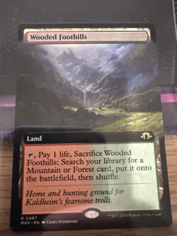 MTG Wooded Foothills Extended Art Modern Horizons 3 MH3 Regular Rare NM - Image 1