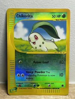 Chikorita 100/165 Expedition E Reader Series Reverse Holo Starter Pokemon Card - Image 1