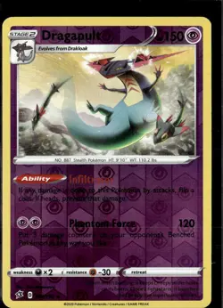 Pokemon Dragapult 091/192 Rebel Clash Reverse Holo Rare 2 Card Lot - Image 1