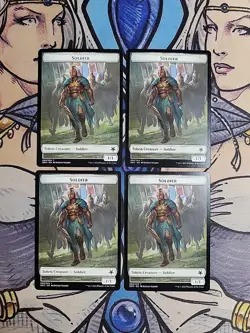 4x Elf Warrior / Soldier Double-Sided Tokens - NM/M GN3 MTG Magic - Image 2