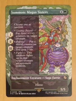 NM Borderless Summon: Magus Sisters (MTG Final Fantasy, Green Rare) - Image 1