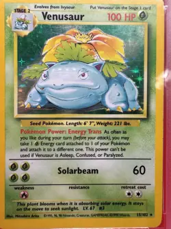 1999 POKEMON Base SET #15 VENUSAUR-HOLO PSA VG-EX 4- TCG - Image 1