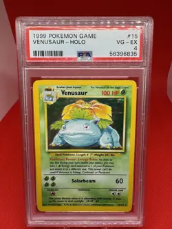 1999 POKEMON Base SET #15 VENUSAUR-HOLO PSA VG-EX 4- TCG - Image 2
