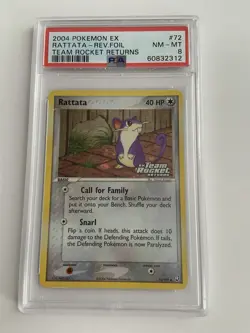 Rattata 72/109 Reverse Foil PSA 8 Mint Team Rocket Returns 2004 Pokemon EX - Image 1