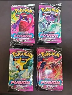 Pokemon TCG Sword & Shield Fusion Strike Sealed Booster Pack Lot of 4 Art Set - Image 1