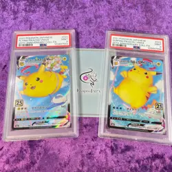 Lot of 2 PSA 9 25th Flying & Surfing Pikachu Vmax Pokemon Card Set Japanese 2021 - Image 1