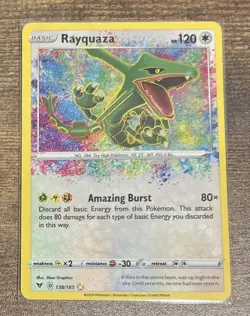 Rayquaza 138 Pokemon TCG 2020 Amazing Rare Holo Vivid Voltage Near Mint - Image 1