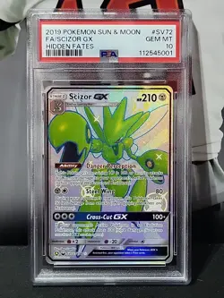 PSA 10 Scizor GX SV72/SV94 Hidden Fates Shiny Vault Pokemon 2019 - Image 1