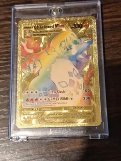 Charizard Vmax Rainbow Gold Foil Card Fan Art Cards Unoffical Pokemon Trading - Image 1