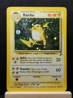 Raichu 16/130 - Holo Rare - Vintage WotC English Base Set 2 Pokemon Card - Image 1