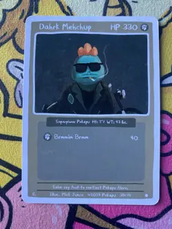 Pokepu - Dahrk Mehchup (Dark Machop) - Derpy Pokemon Parody / Fan Art Card - Image 1