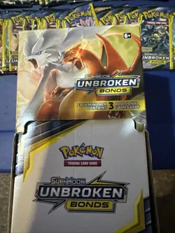 Sun & Moon Unbroken Bonds Mini 3 Card Booster Pack Gravity Box 100 Packs! - Image 2