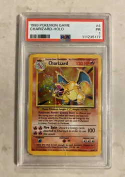 Pokemon TCG Charizard Base Set 4/102 Holo PSA 1, Holographic Graded Card! Rare - Image 1